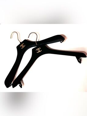 Chanel Lot of Two (2)  Black Velvet CC Logo Coat Hangers